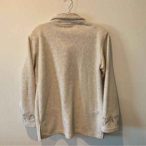 D’ALLAIRD’S Vintage Embroidered Fleece Sweater White Size Medium - Picture 2 of 11
